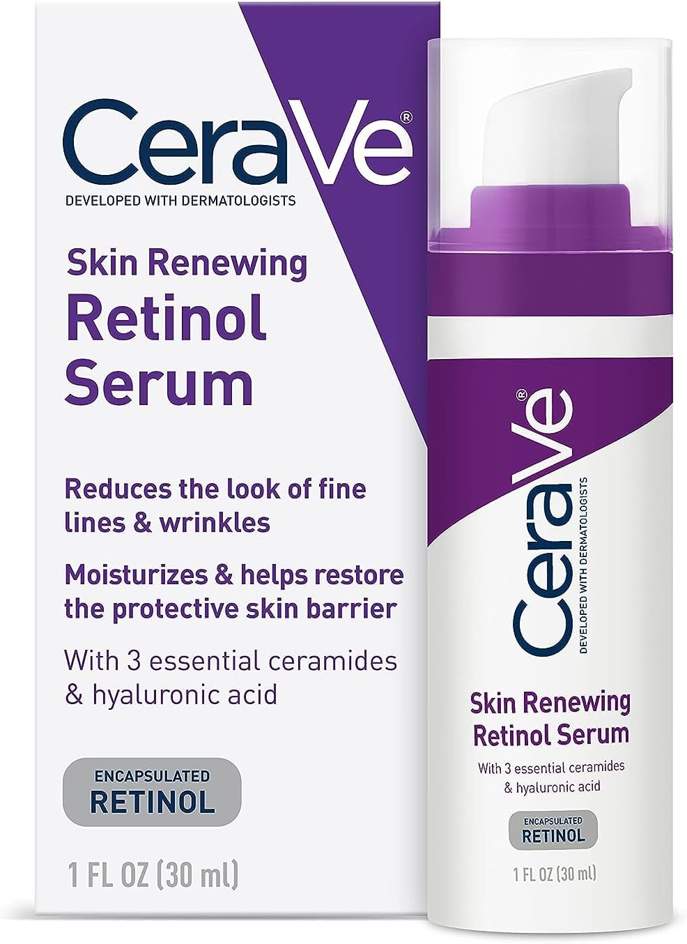 CeraVe Anti-Aging Retinol Serum Smoothing Cream Serum for Fine Lines & Brightening | With Retinol, Hyaluronic Acid, Niacinamide & Ceramides